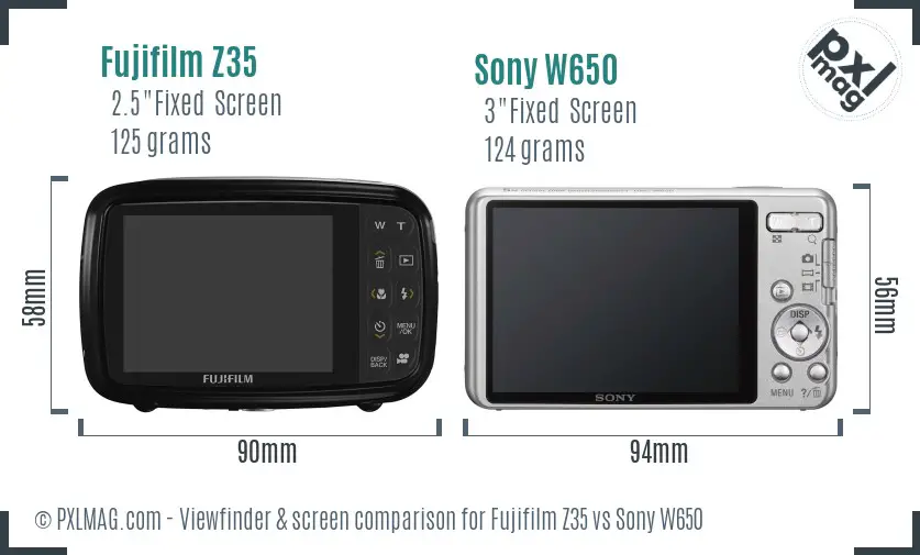 Fujifilm Z35 vs Sony W650 Screen and Viewfinder comparison Fujifilm Z35 vs Sony W650 Screen and Viewfinder comparison