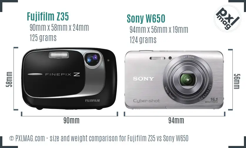 Fujifilm Z35 vs Sony W650 size comparison Fujifilm Z35 vs Sony W650 size comparison