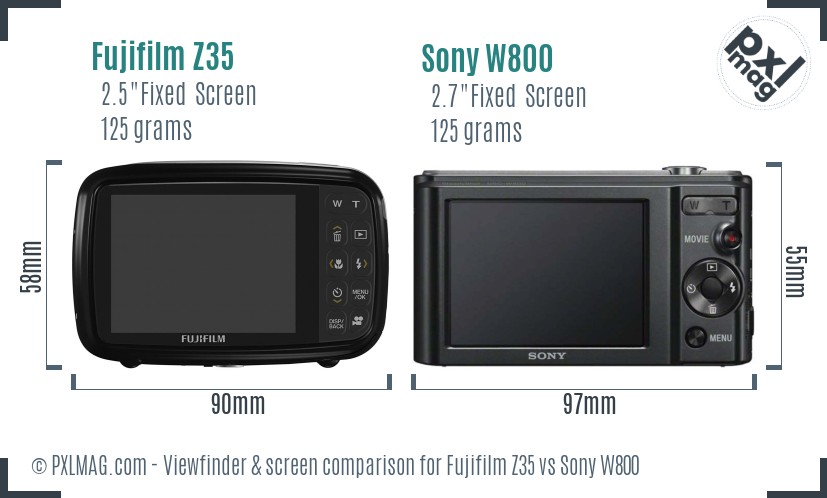 Fujifilm Z35 vs Sony W800 Screen and Viewfinder comparison