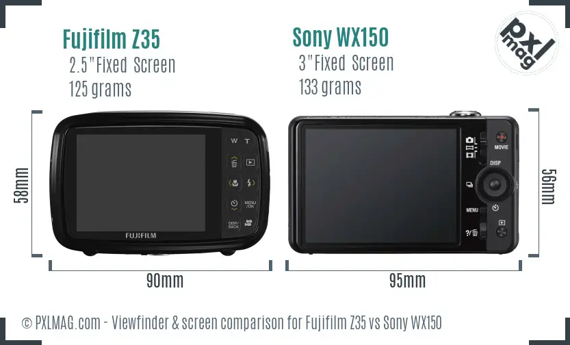 Fujifilm Z35 vs Sony WX150 Screen and Viewfinder comparison Fujifilm Z35 vs Sony WX150 Screen and Viewfinder comparison