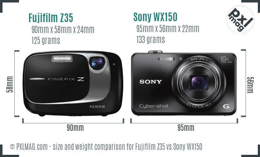 Fujifilm Z35 vs Sony WX150 size comparison Fujifilm Z35 vs Sony WX150 size comparison
