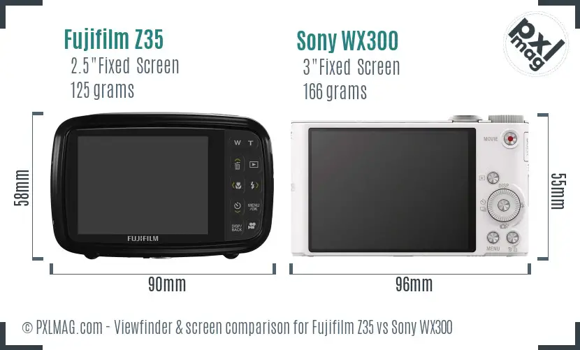Fujifilm Z35 vs Sony WX300 Screen and Viewfinder comparison