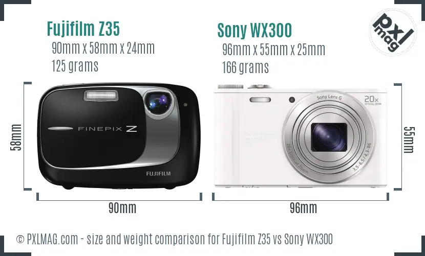 Fujifilm Z35 vs Sony WX300 size comparison