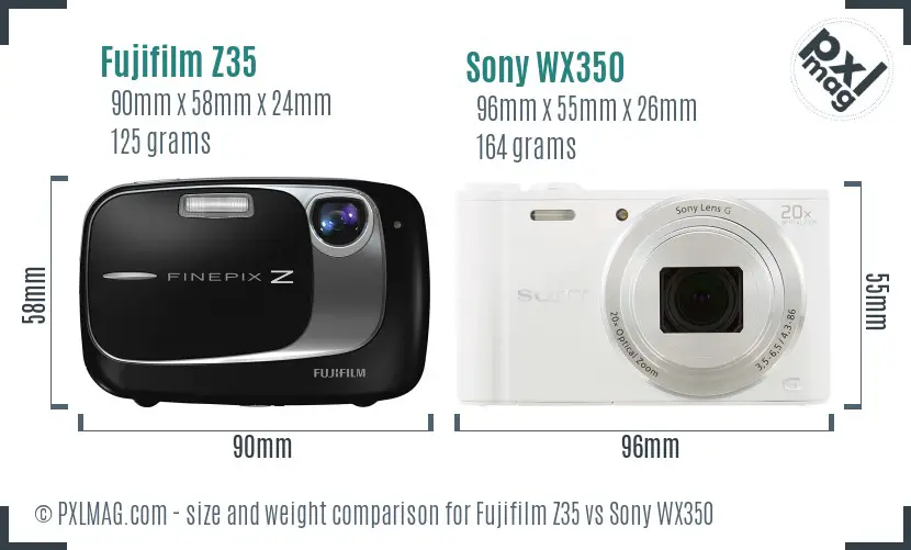 Fujifilm Z35 vs Sony WX350 size comparison