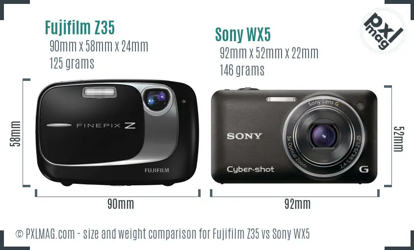 Fujifilm Z35 vs Sony WX5 size comparison