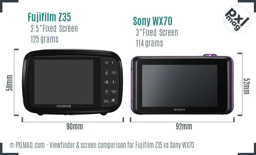 Fujifilm Z35 vs Sony WX70 Screen and Viewfinder comparison