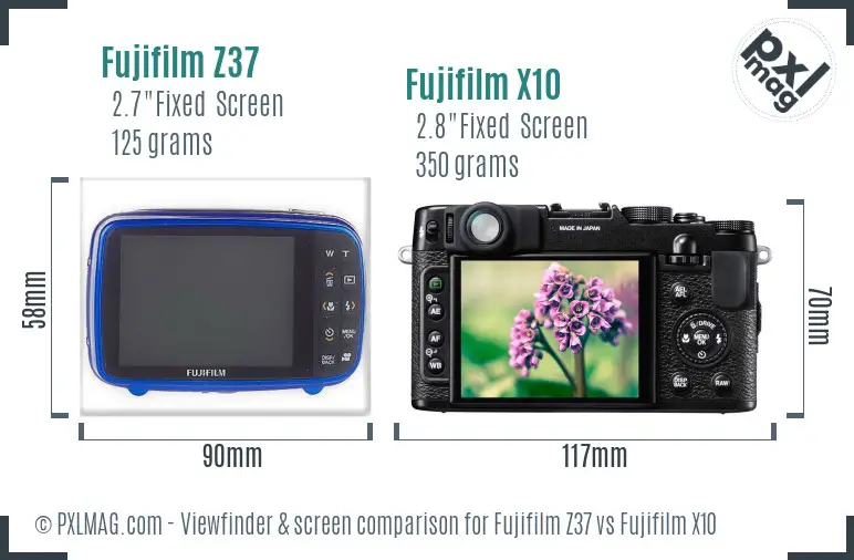 Fujifilm Z37 vs Fujifilm X10 Screen and Viewfinder comparison Fujifilm Z37 vs Fujifilm X10 Screen and Viewfinder comparison