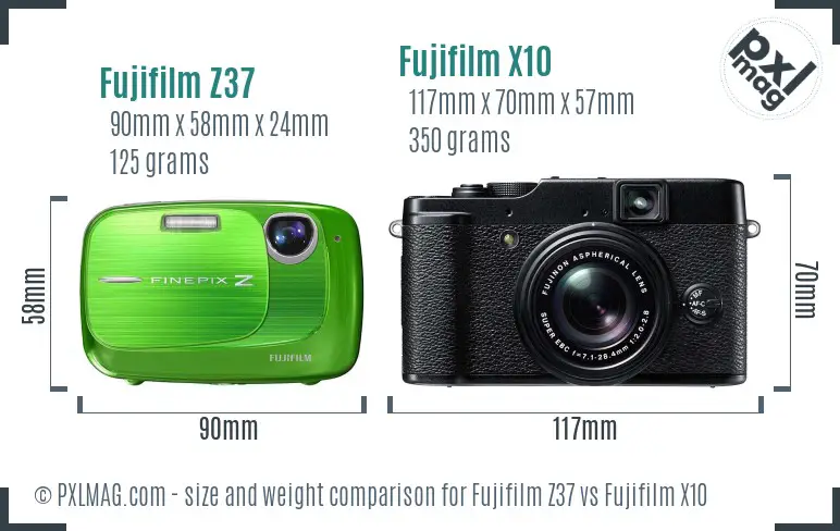 Fujifilm Z37 vs Fujifilm X10 size comparison Fujifilm Z37 vs Fujifilm X10 size comparison