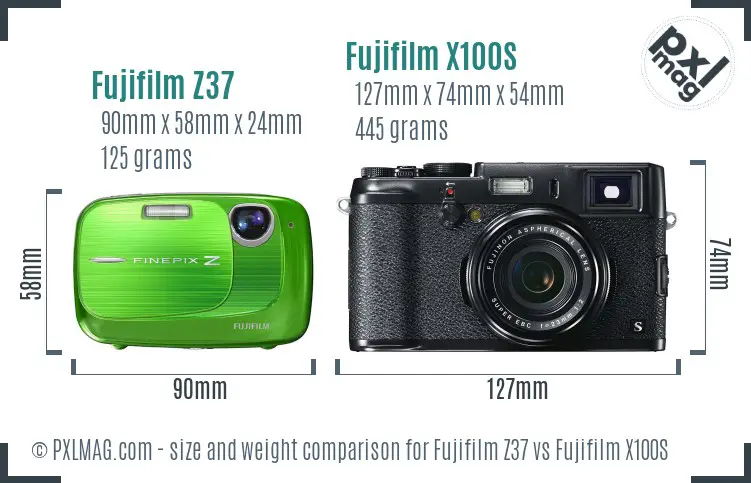 Fujifilm Z37 vs Fujifilm X100S size comparison