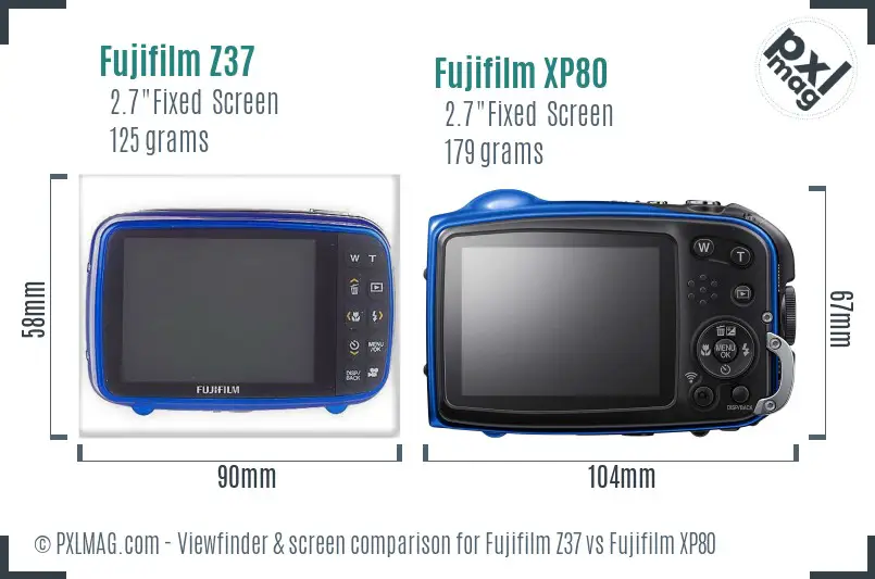 Fujifilm Z37 vs Fujifilm XP80 Screen and Viewfinder comparison