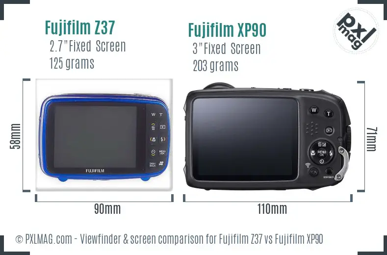 Fujifilm Z37 vs Fujifilm XP90 Screen and Viewfinder comparison