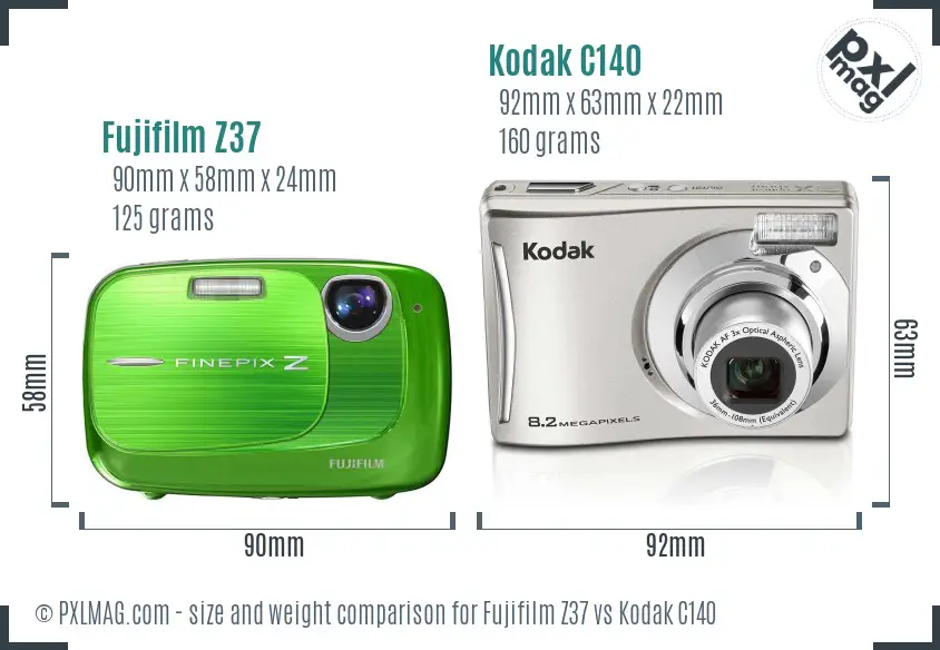 Fujifilm Z37 vs Kodak C140 size comparison Fujifilm Z37 vs Kodak C140 size comparison