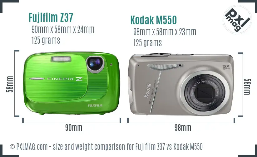 Fujifilm Z37 vs Kodak M550 size comparison