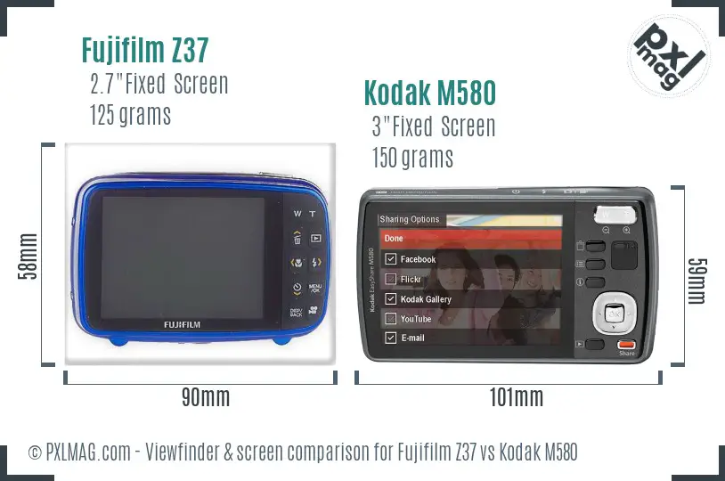 Fujifilm Z37 vs Kodak M580 Screen and Viewfinder comparison Fujifilm Z37 vs Kodak M580 Screen and Viewfinder comparison