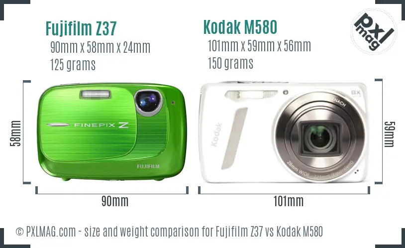 Fujifilm Z37 vs Kodak M580 size comparison Fujifilm Z37 vs Kodak M580 size comparison
