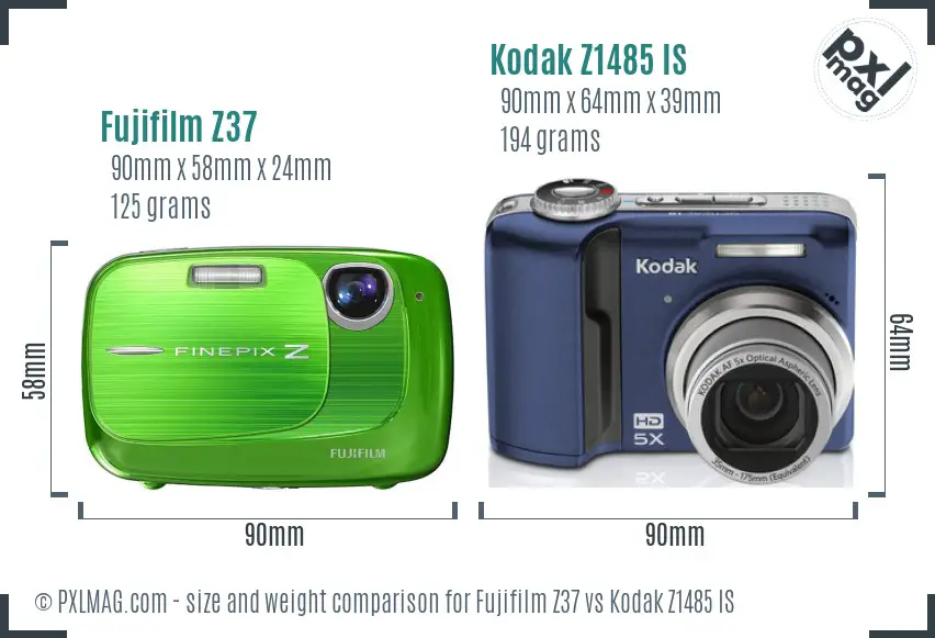 Fujifilm Z37 vs Kodak Z1485 IS size comparison