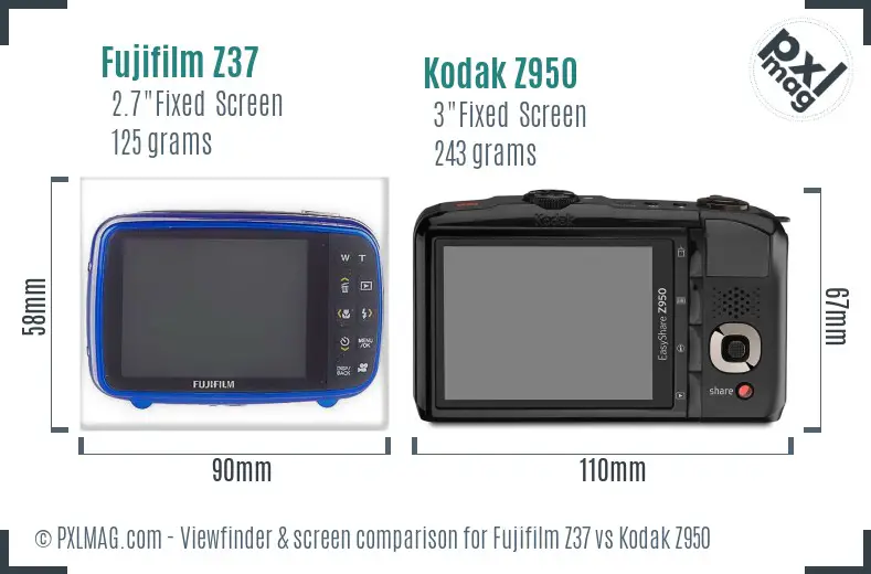 Fujifilm Z37 vs Kodak Z950 Screen and Viewfinder comparison Fujifilm Z37 vs Kodak Z950 Screen and Viewfinder comparison