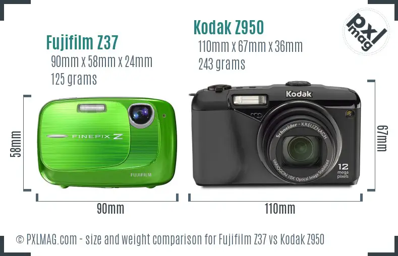 Fujifilm Z37 vs Kodak Z950 size comparison Fujifilm Z37 vs Kodak Z950 size comparison