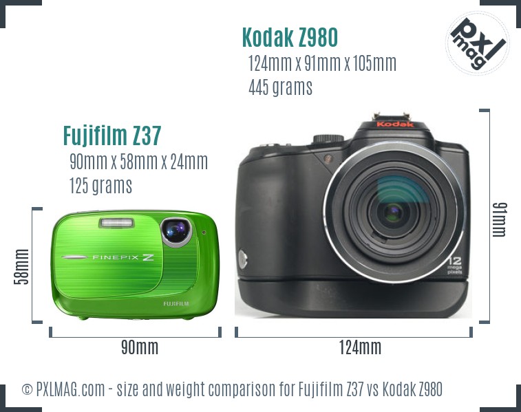 Fujifilm Z37 vs Kodak Z980 size comparison