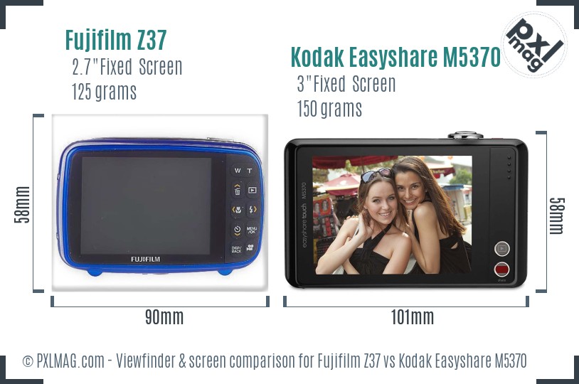 Fujifilm Z37 vs Kodak Easyshare M5370 Screen and Viewfinder comparison