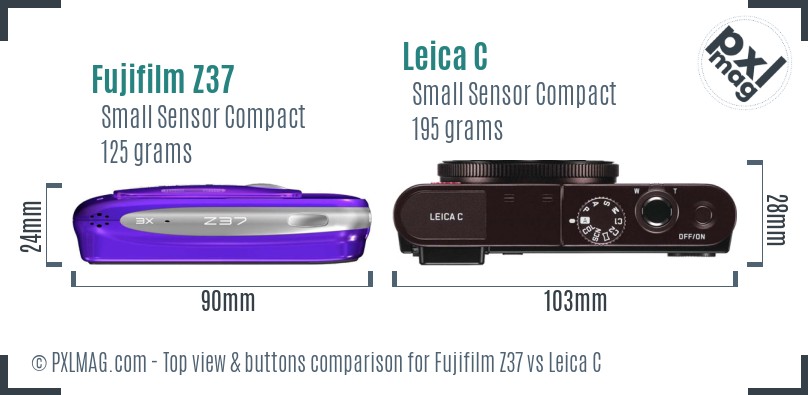 Fujifilm Z37 vs Leica C top view buttons comparison