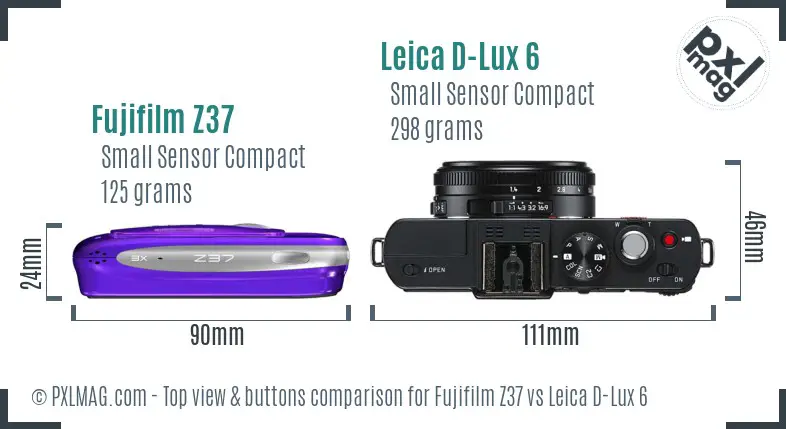 Fujifilm Z37 vs Leica D-Lux 6 top view buttons comparison Fujifilm Z37 vs Leica D-Lux 6 top view buttons comparison