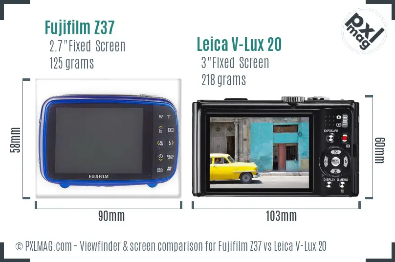 Fujifilm Z37 vs Leica V-Lux 20 Screen and Viewfinder comparison
