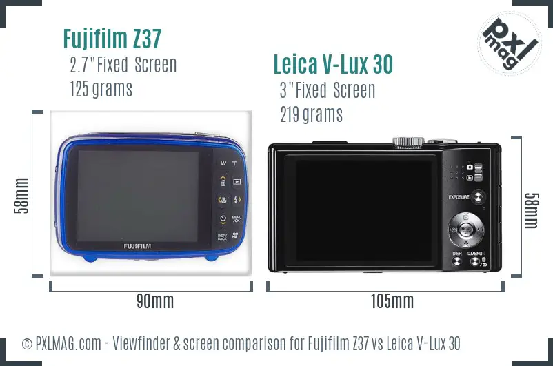 Fujifilm Z37 vs Leica V-Lux 30 Screen and Viewfinder comparison