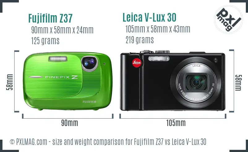 Fujifilm Z37 vs Leica V-Lux 30 size comparison