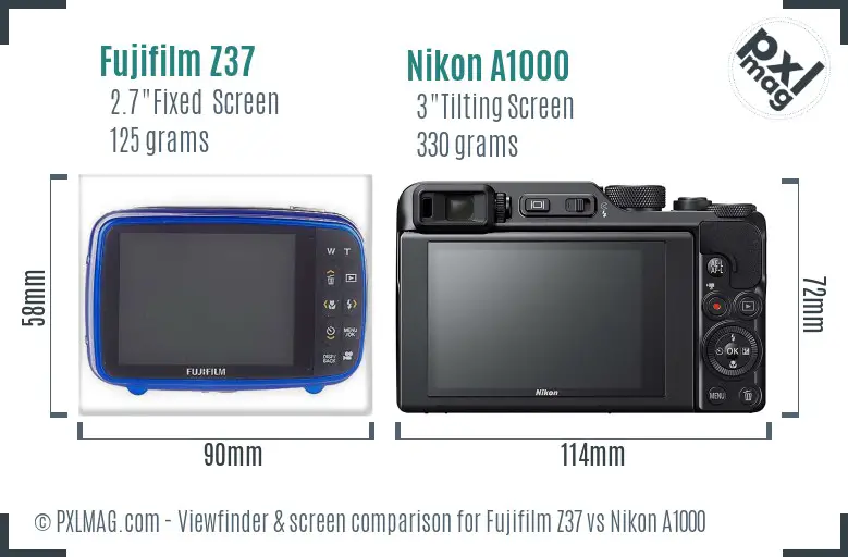 Fujifilm Z37 vs Nikon A1000 Screen and Viewfinder comparison Fujifilm Z37 vs Nikon A1000 Screen and Viewfinder comparison