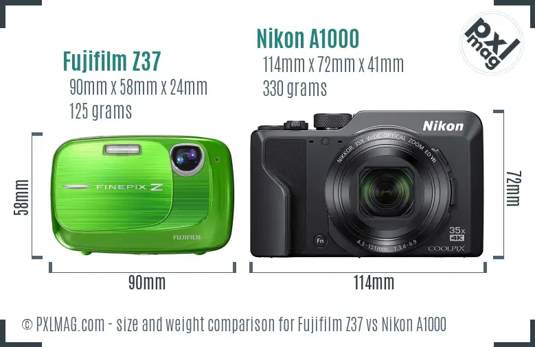 Fujifilm Z37 vs Nikon A1000 size comparison Fujifilm Z37 vs Nikon A1000 size comparison