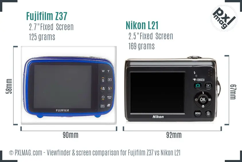 Fujifilm Z37 vs Nikon L21 Screen and Viewfinder comparison Fujifilm Z37 vs Nikon L21 Screen and Viewfinder comparison
