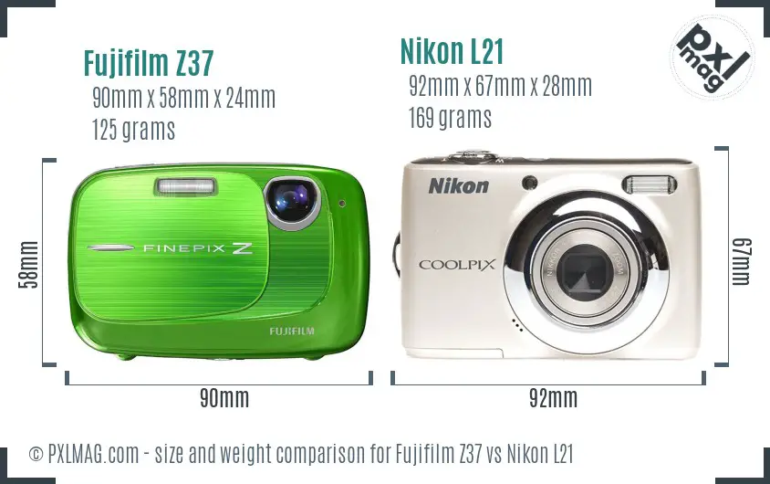 Fujifilm Z37 vs Nikon L21 size comparison Fujifilm Z37 vs Nikon L21 size comparison