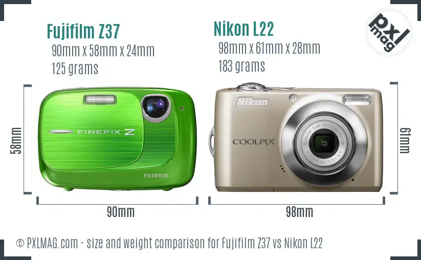 Fujifilm Z37 vs Nikon L22 size comparison