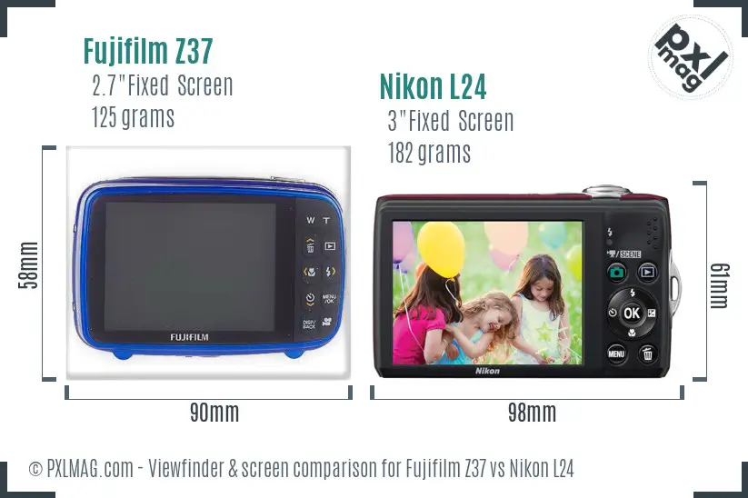 Fujifilm Z37 vs Nikon L24 Screen and Viewfinder comparison
