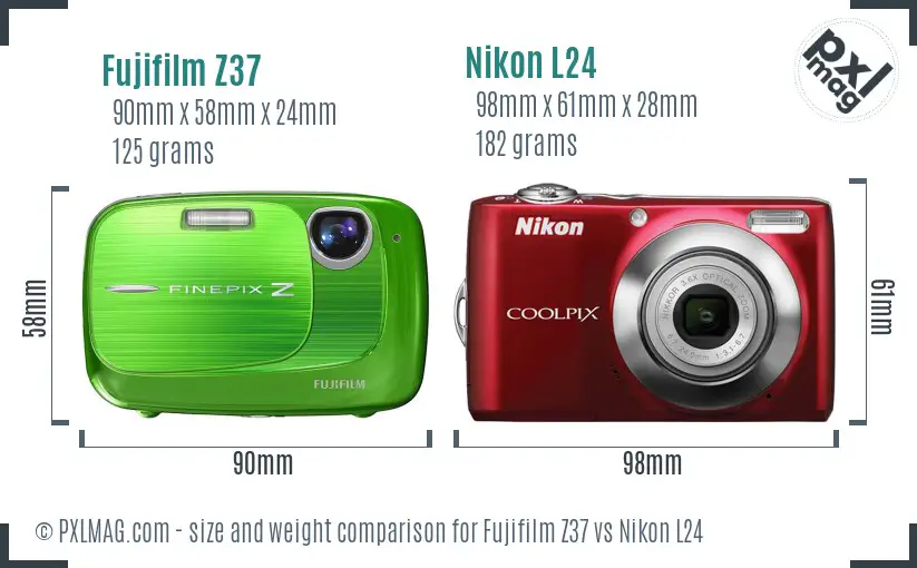 Fujifilm Z37 vs Nikon L24 size comparison