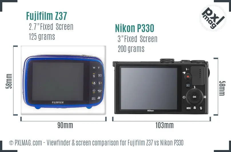 Fujifilm Z37 vs Nikon P330 Screen and Viewfinder comparison