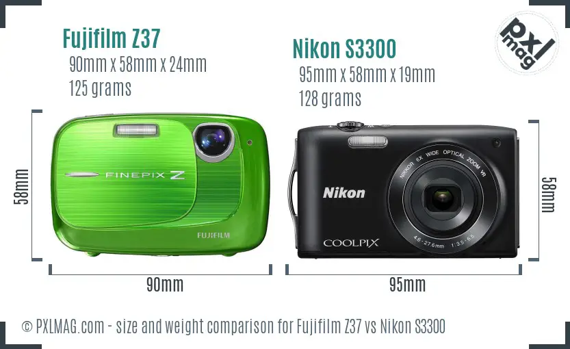 Fujifilm Z37 vs Nikon S3300 size comparison