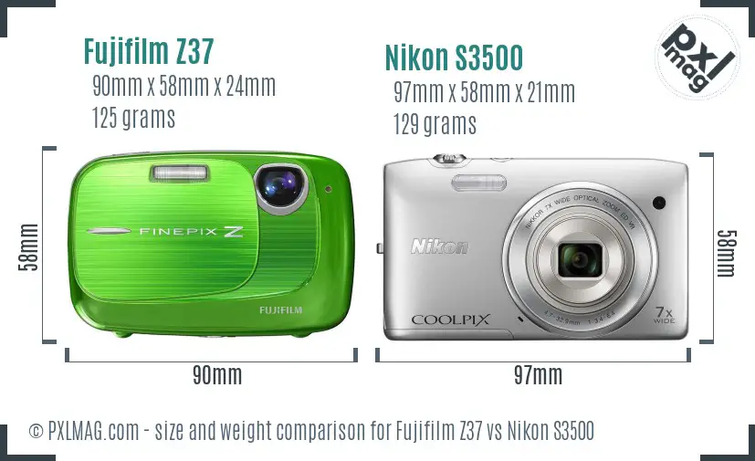 Fujifilm Z37 vs Nikon S3500 size comparison