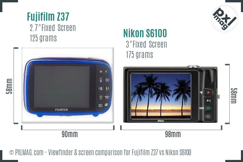 Fujifilm Z37 vs Nikon S6100 Screen and Viewfinder comparison Fujifilm Z37 vs Nikon S6100 Screen and Viewfinder comparison