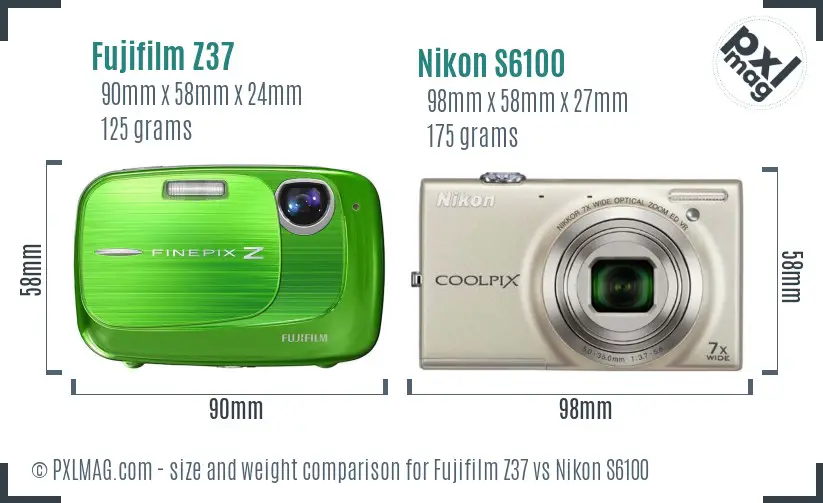 Fujifilm Z37 vs Nikon S6100 size comparison Fujifilm Z37 vs Nikon S6100 size comparison