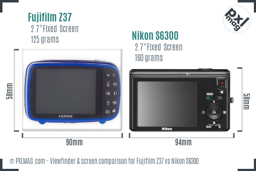 Fujifilm Z37 vs Nikon S6300 Screen and Viewfinder comparison