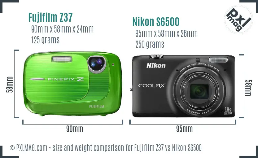 Fujifilm Z37 vs Nikon S6500 size comparison