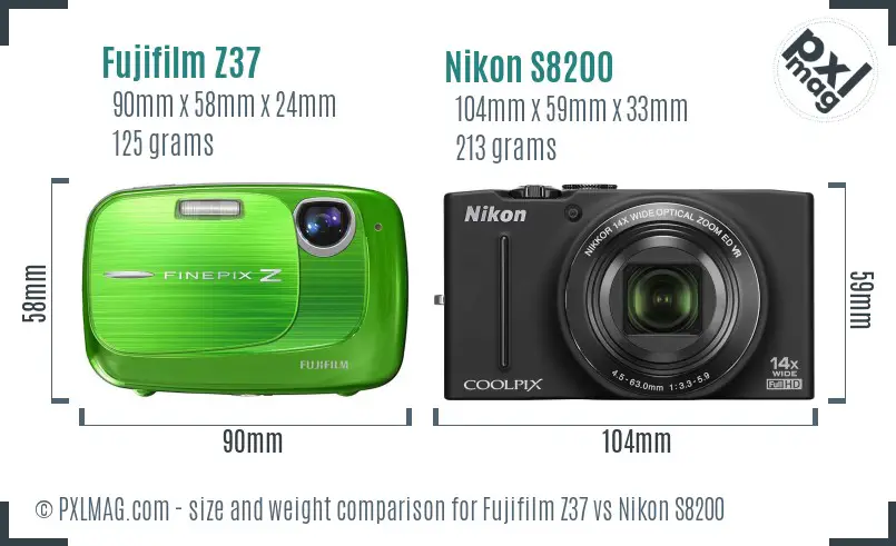 Fujifilm Z37 vs Nikon S8200 size comparison Fujifilm Z37 vs Nikon S8200 size comparison