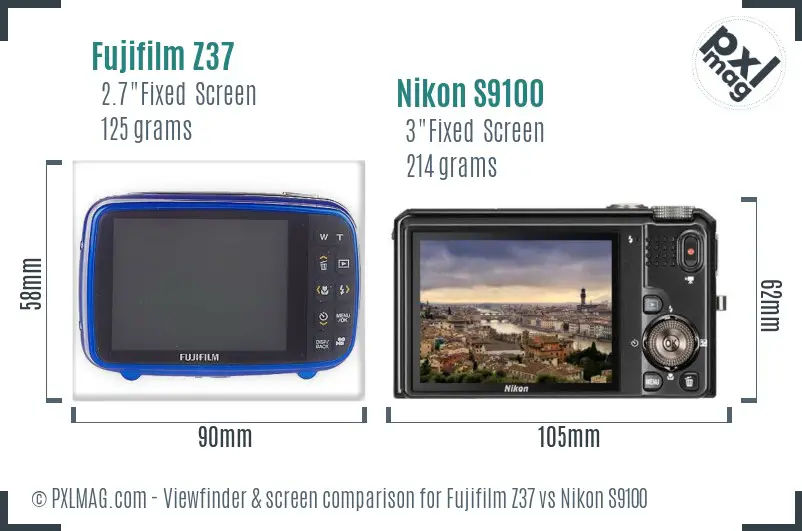 Fujifilm Z37 vs Nikon S9100 Screen and Viewfinder comparison