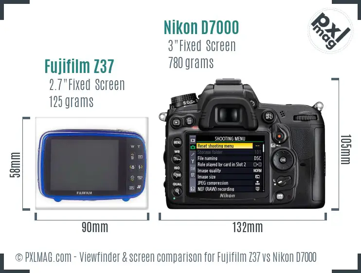 Fujifilm Z37 vs Nikon D7000 Screen and Viewfinder comparison