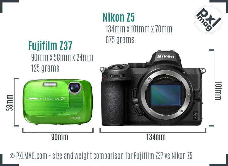 Fujifilm Z37 vs Nikon Z5 size comparison