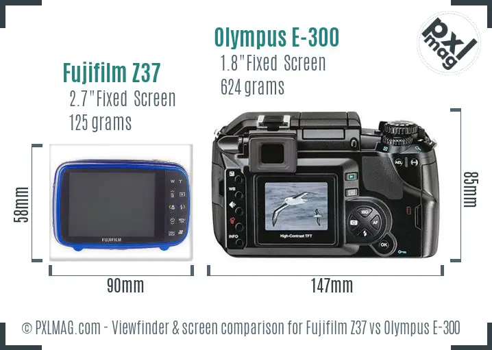 Fujifilm Z37 vs Olympus E-300 Screen and Viewfinder comparison