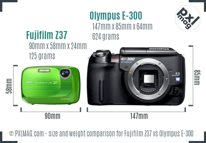 Fujifilm Z37 vs Olympus E-300 size comparison