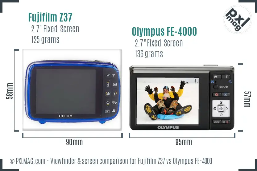 Fujifilm Z37 vs Olympus FE-4000 Screen and Viewfinder comparison